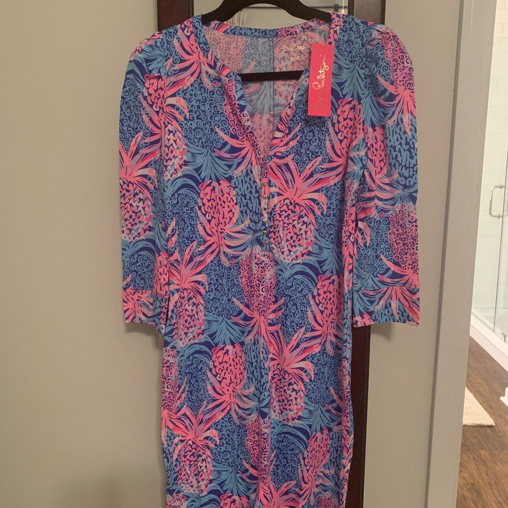 NEW Lilly Pulitzer Marlie Dress Borealis BlueTropic Down Low, Size Small